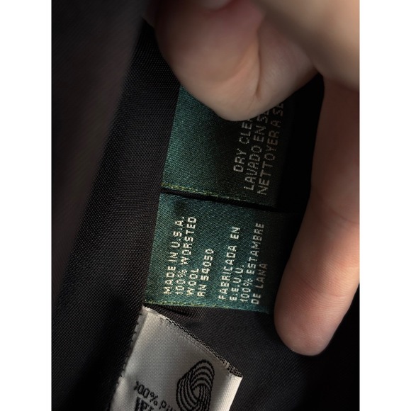 Vintage L. Ralph Lauren Black Wool Long Blazer 10 Jacket Crest Button Coat Rare - Picture 7 of 16